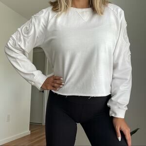 Akira Chicago Black Label Cropped White Sweatshirt